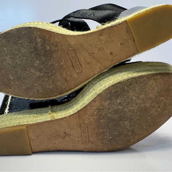 Coach Black Canvas Espadrille Wedge Sandals - Picture 5 of 5